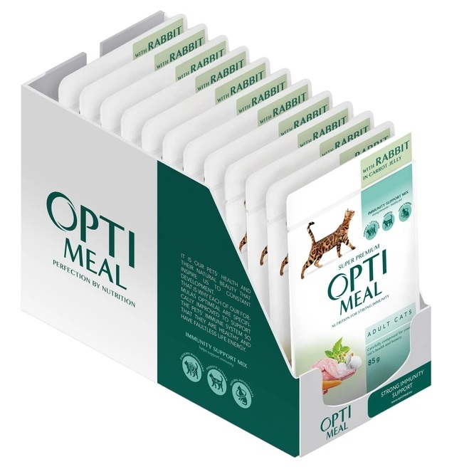 Optimeal Rabbit in Carrot Jelly 12х85 г влажный корм с кроликом в морковном желе для кошек Optimeal Rabbit in Carrot Jelly 12х85 г влажный корм с кроликом в морковном желе для кошек