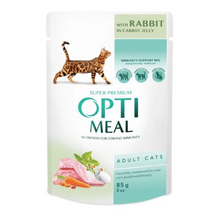 Optimeal Rabbit in Carrot Jelly 12х85 г влажный корм с кроликом в морковном желе для кошек