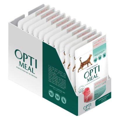 Optimeal Sterilised Beef Turkey 12х85 г влажный корм с говядиной в желе для стерилизованных кошек