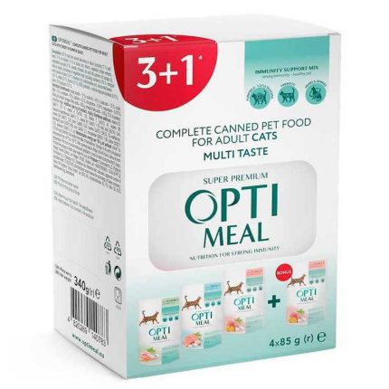 Optimeal Adult Cats Multi Taste №4 для кошек ассорти 85 г набор (3+1) 340 г
