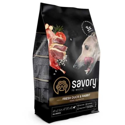Savory All Breeds Duck Rabbit 1 кг сухой корм для собак всех пород с уткой и кроликом