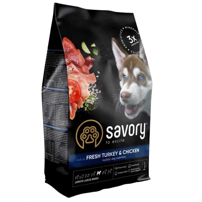 Savory Junior Large Turkey Chicken 3 кг сухой корм для щенков крупных пород с индейкой и курицей Savory Junior Large Turkey Chicken 3 кг сухой корм для щенков крупных пород с индейкой и курицей