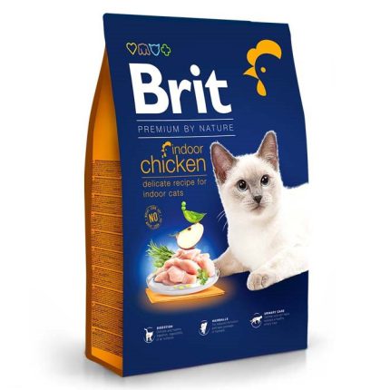 Brit Premium Indoor Chicken 8 кг сухой корм для кошек с курицей