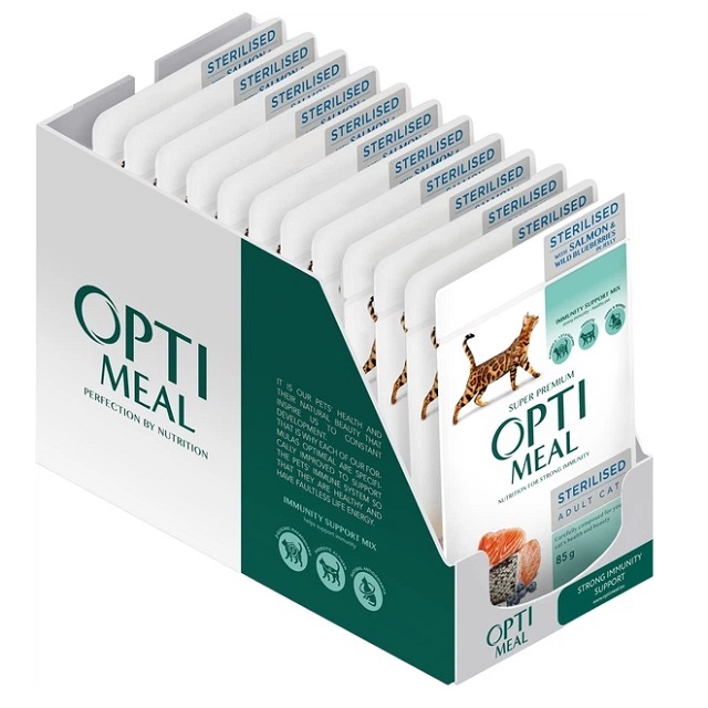 Optimeal Cat Sterilised Salmon 12х85 г влажный корм для стерилизованных кошек с лососем в желе Optimeal Cat Sterilised Salmon 12х85 г влажный корм для стерилизованных кошек с лососем в желе