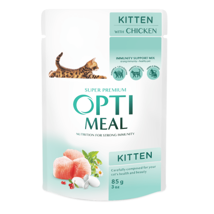 optimeal kitten chicken с курицей для котят 85 г