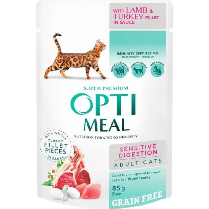 optimeal lamb sensitive с ягненком для кошек с чувствительным пищеварением 85 г
