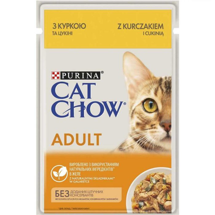 Влажный корм для кошек Cat Chow Adult с курицей и цуккини 26х85 г Влажный корм для кошек Cat Chow Adult с курицей и цуккини 26х85 г