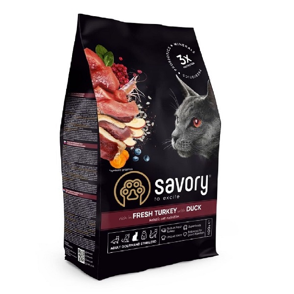 Savory Adult Cat Steril Fresh Turkey with Duck 2 кг сухой корм для стерилизованных кошек с уткой Savory Adult Cat Steril Fresh Turkey with Duck 2 кг сухой корм для стерилизованных кошек с уткой